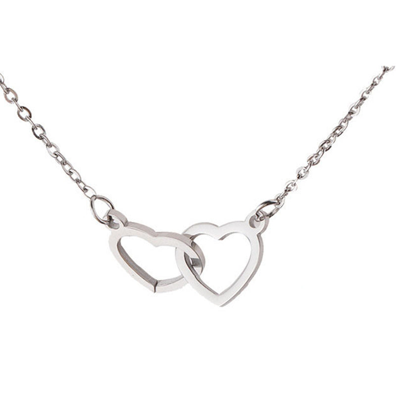 Two Heart Necklace with Rotating Rose – A Symbol of Eternal Love-Necklace-Unique Casa-Silver-Necklace only-Unique Casa