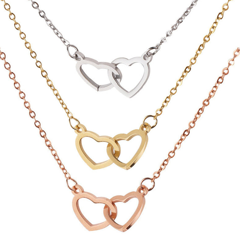 Two Heart Necklace with Rotating Rose – A Symbol of Eternal Love-Necklace-Unique Casa-Unique Casa