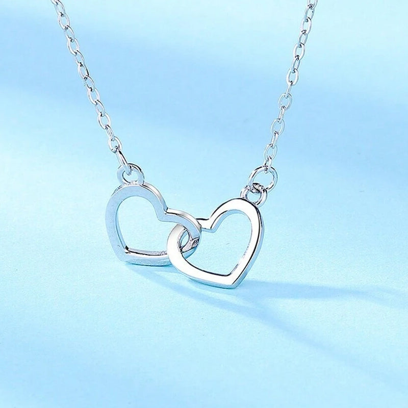 Two Heart Necklace with Rotating Rose – A Symbol of Eternal Love-Necklace-Unique Casa-Unique Casa