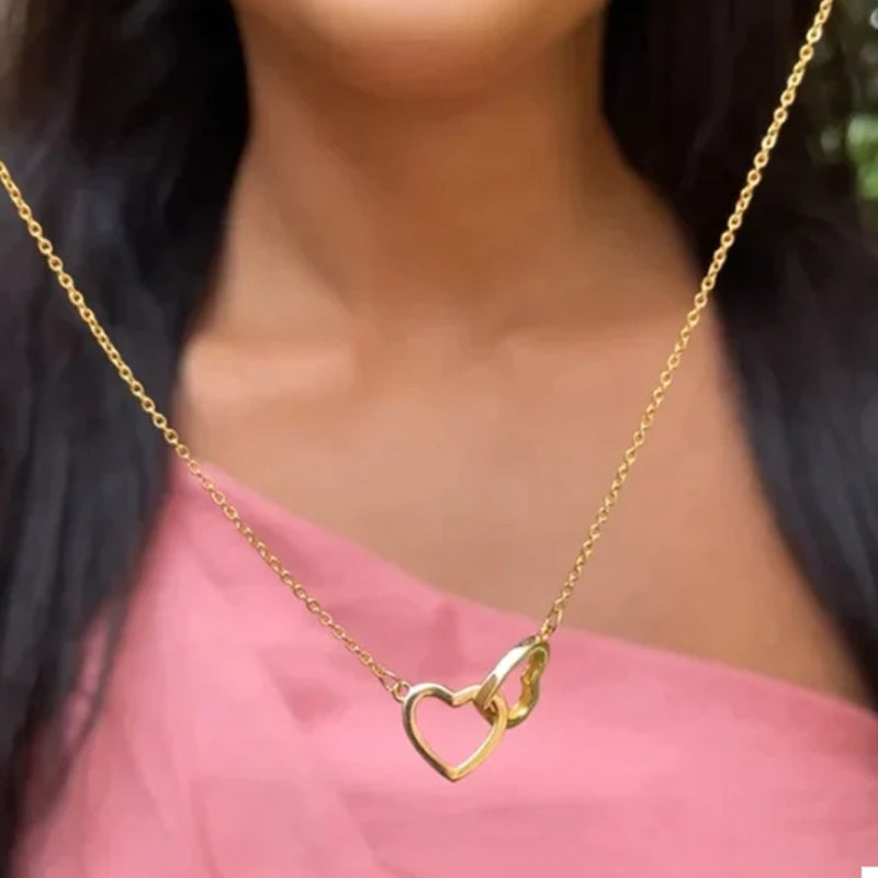 Two Heart Necklace with Rotating Rose – A Symbol of Eternal Love-Necklace-Unique Casa-Unique Casa