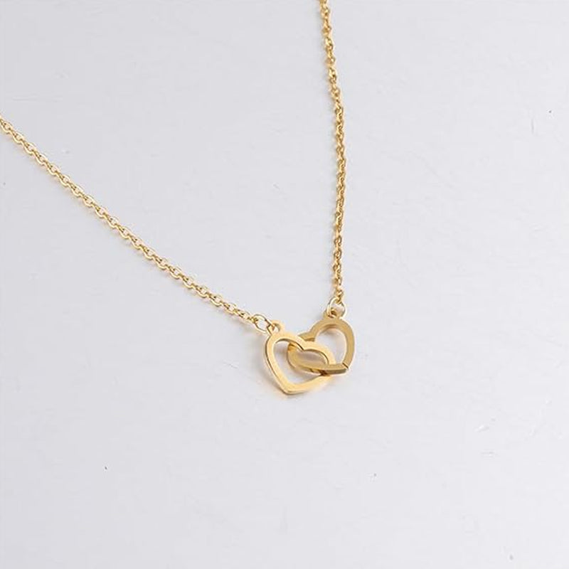Two Heart Necklace with Rotating Rose – A Symbol of Eternal Love-Necklace-Unique Casa-Unique Casa