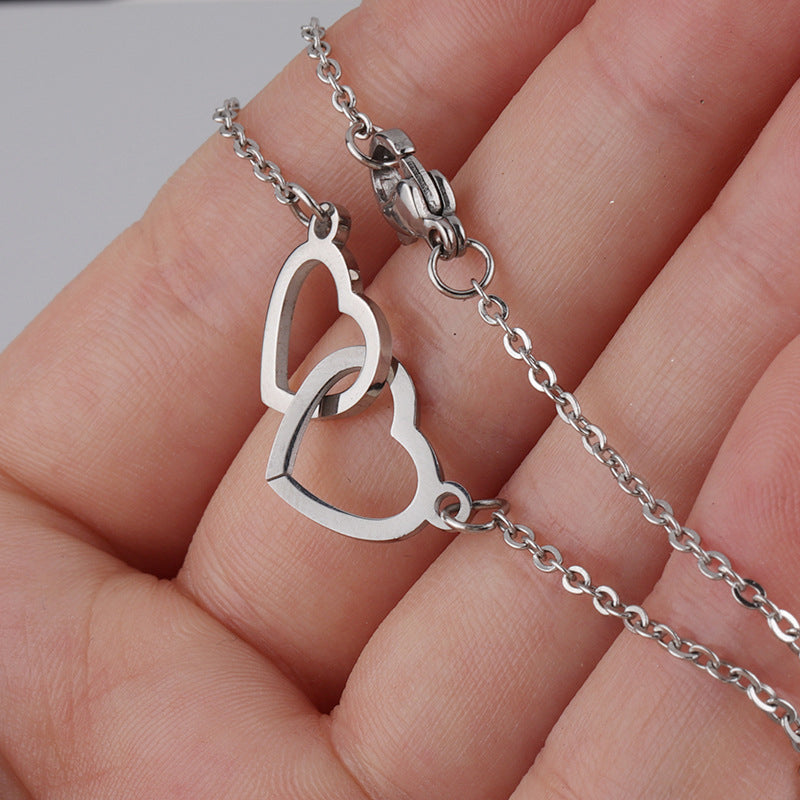 Two Heart Necklace with Rotating Rose – A Symbol of Eternal Love-Necklace-Unique Casa-Unique Casa