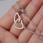 Two Heart Necklace with Rotating Rose – A Symbol of Eternal Love-Necklace-Unique Casa-Unique Casa