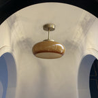 Vintage Semi-Flush Mount Ceiling Light Fixture with Yellow Glass Shade 9