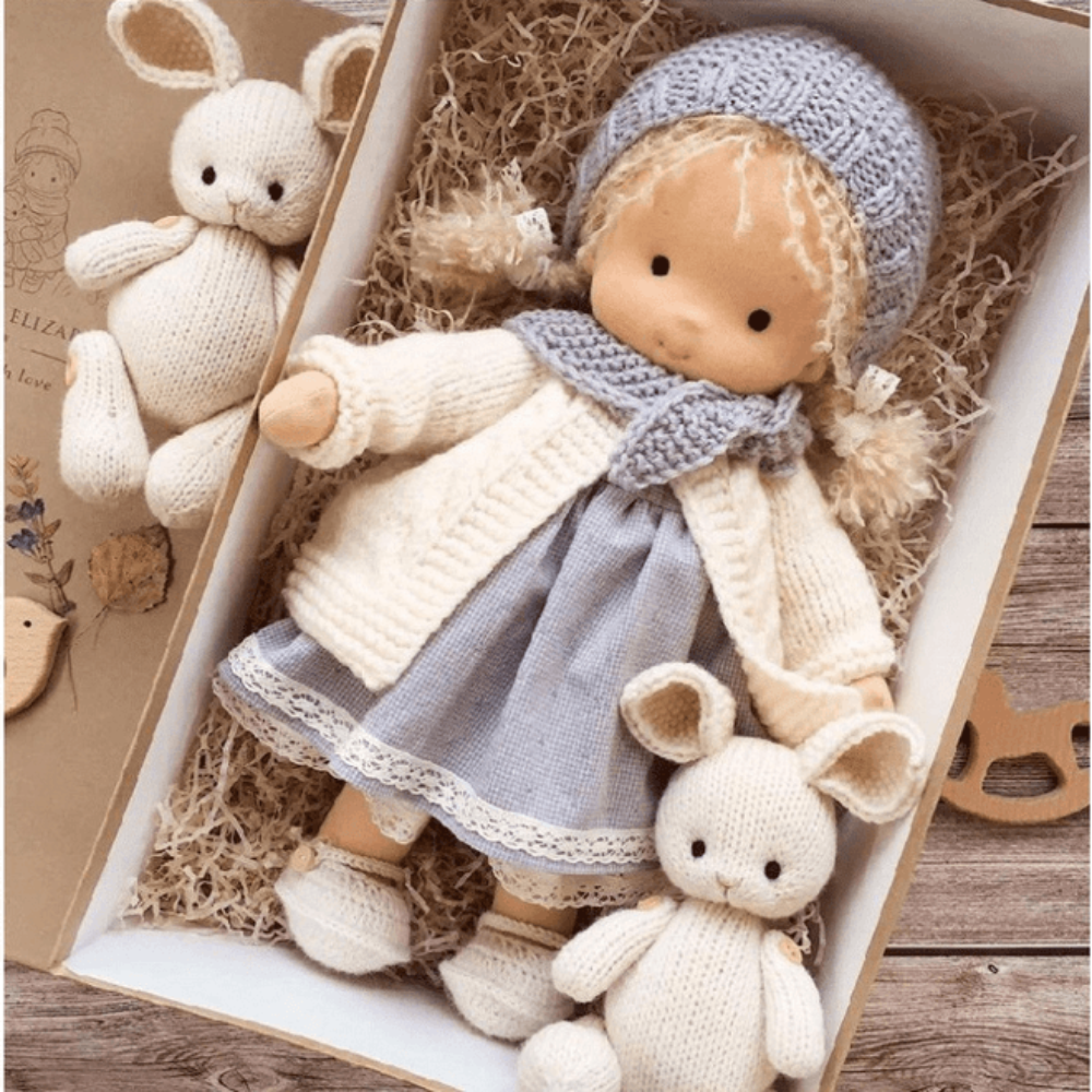 Waldorf-Style Soft Doll for Kids – Gentle Cuddly Companion for Creative Play-Doll-Unique Casa-Elsie Snow-Unique Casa