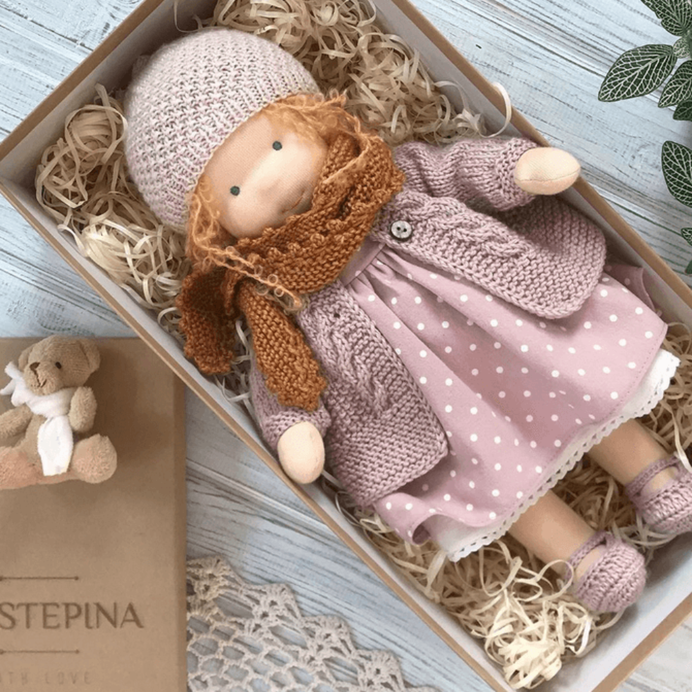 Waldorf-Style Soft Doll for Kids – Gentle Cuddly Companion for Creative Play-Doll-Unique Casa-Mila Dot-Unique Casa