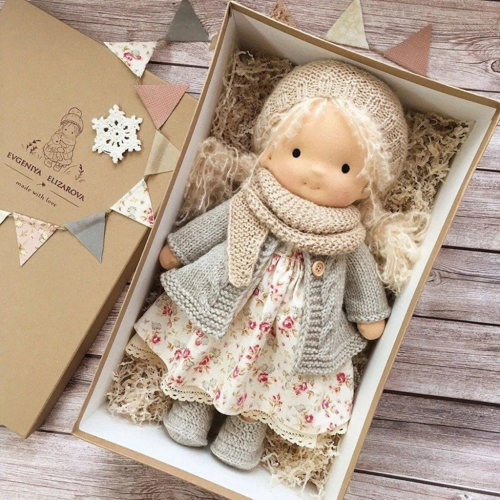 Waldorf-Style Soft Doll for Kids – Gentle Cuddly Companion for Creative Play-Doll-Unique Casa-Schneelilie-Unique Casa
