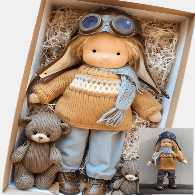 Waldorf-Style Soft Doll for Kids – Gentle Cuddly Companion for Creative Play-Doll-Unique Casa-Sky Pilot-Unique Casa