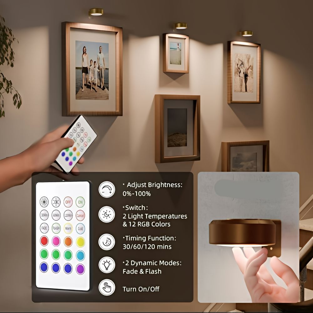Wall Light – Wireless LED Picture Spotlights with USB Rechargeable and Remote Control-Wall Lighting-Unique Casa-Unique Casa