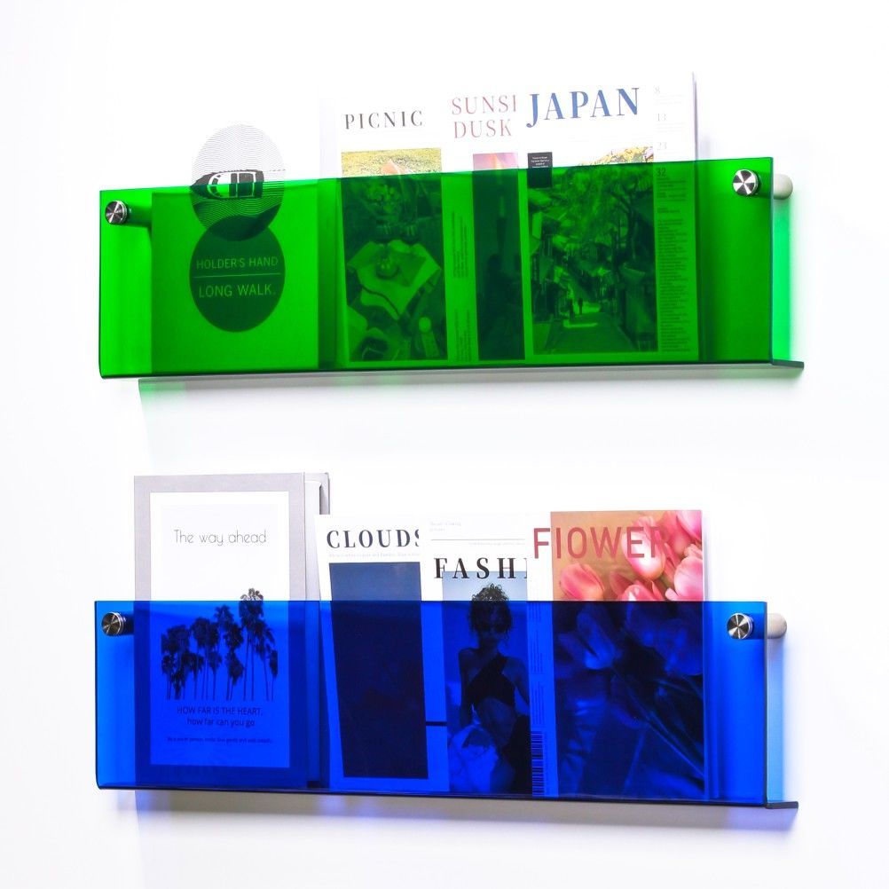 Wall Mounted Floating Magazine Holder – Stylish Acrylic Wall Shelf-Étagères murales-Unique Casa-Green 30x15x5cm-Unique Casa