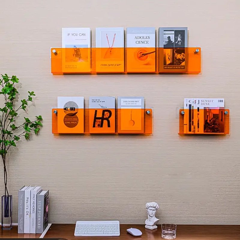 Wall Mounted Floating Magazine Holder – Stylish Acrylic Wall Shelf-Étagères murales-Unique Casa-Unique Casa