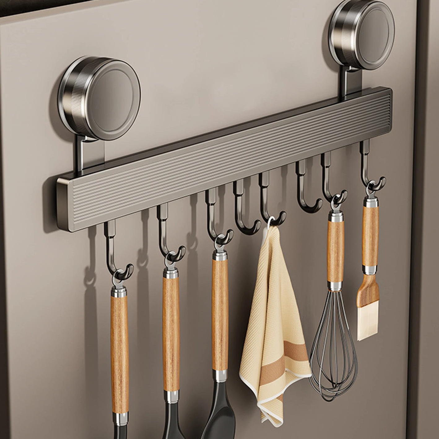 Wall-Mounted Kitchen Organizer Rack – No-Drill Utensil Holder for Easy Access 3
