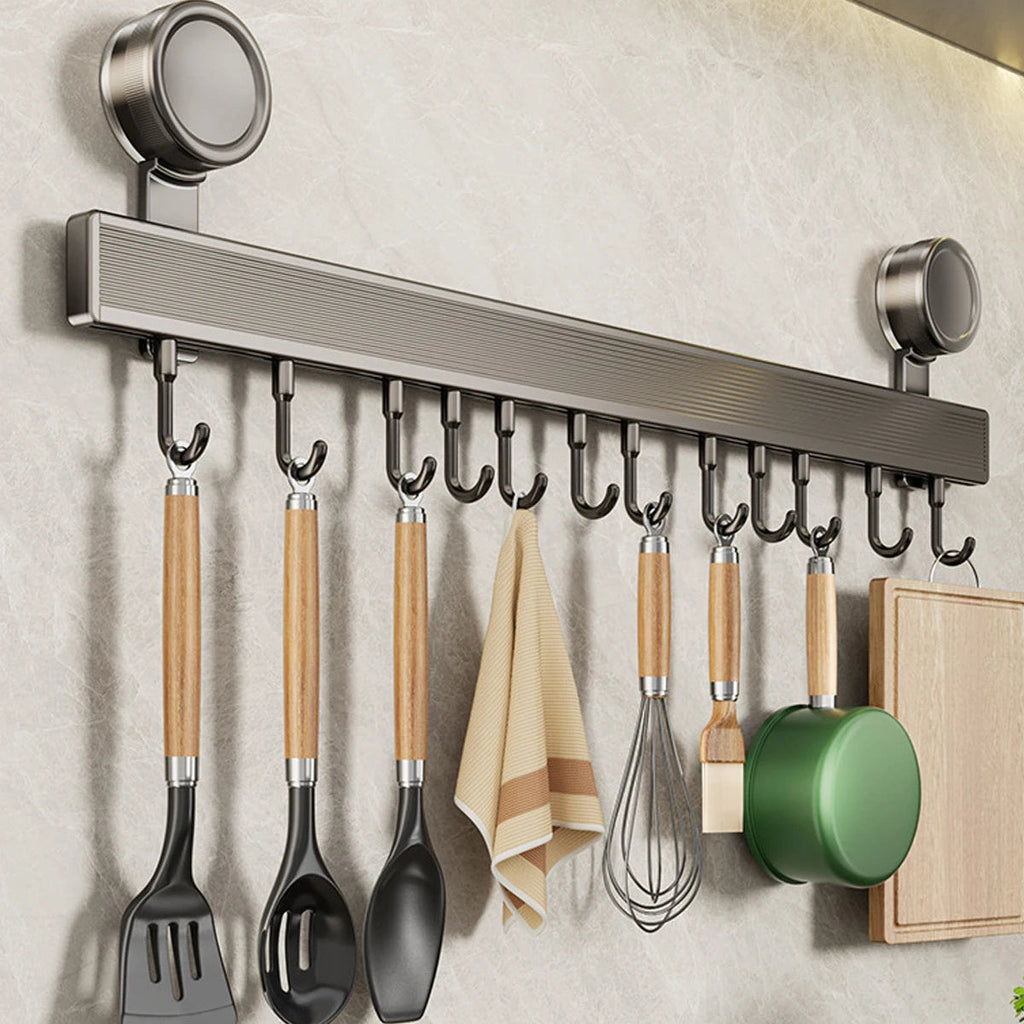 Wall-Mounted Kitchen Organizer Rack – No-Drill Utensil Holder for Easy Access 4