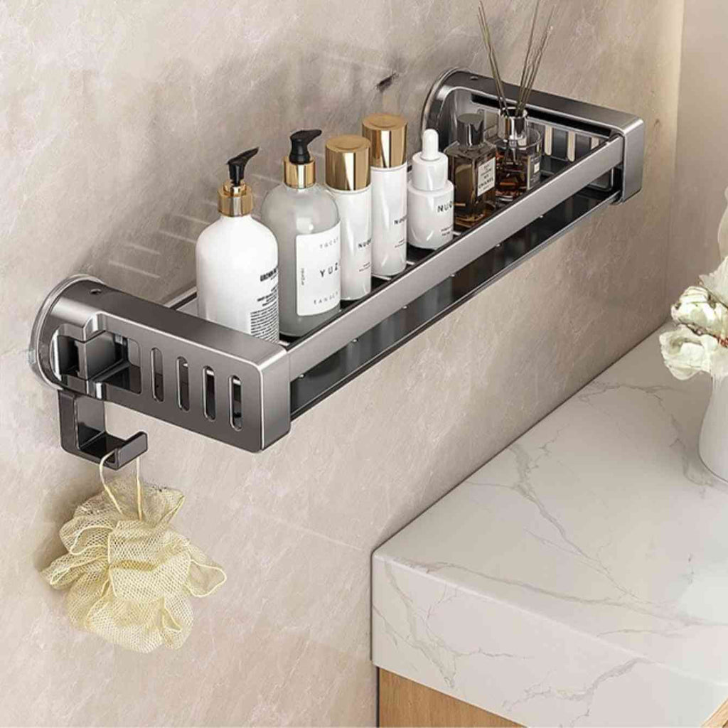 Wall-Mounted Storage Rack with Suction Cups – No-Drill Organizer for Bathroom & Kitchen 1