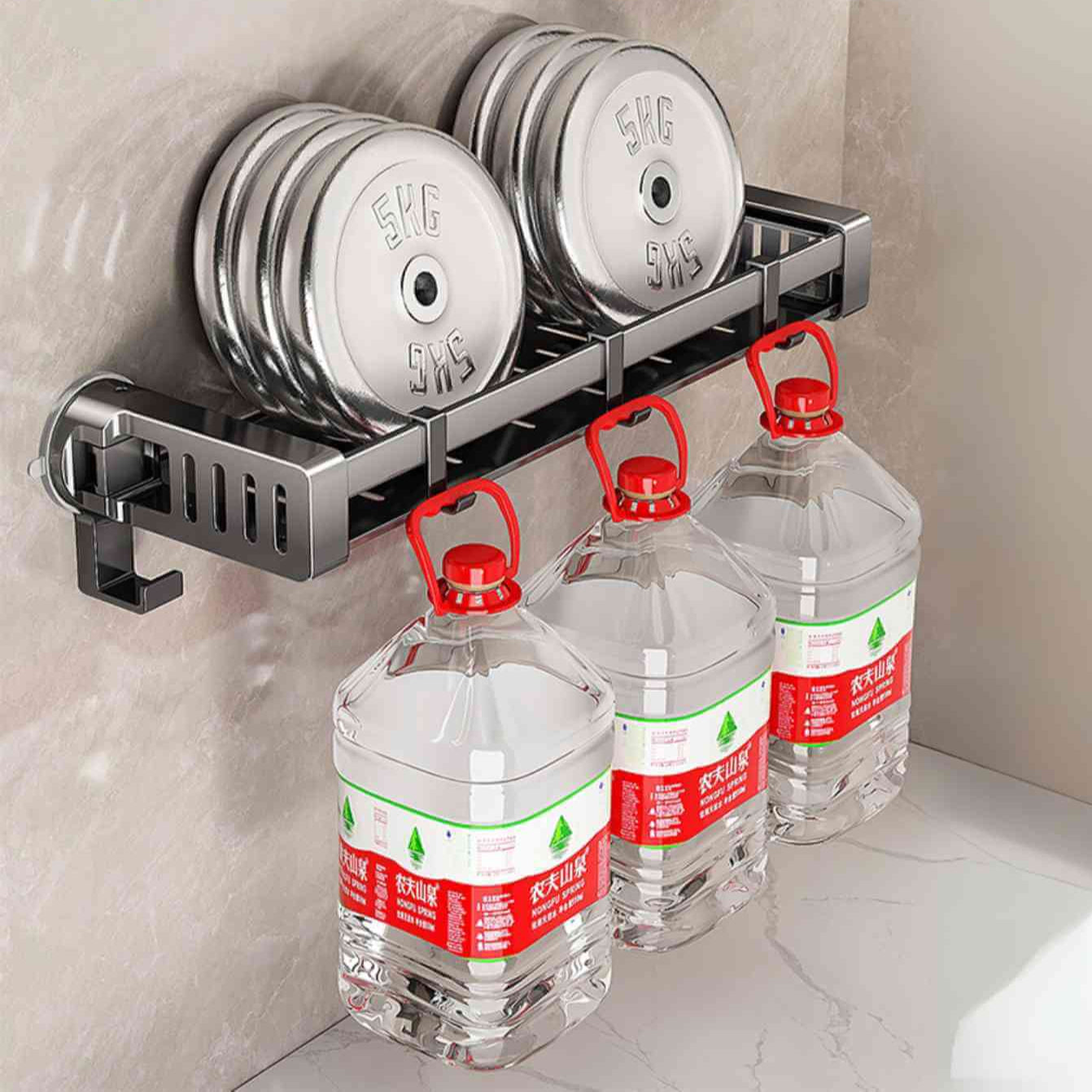 Wall-Mounted Storage Rack with Suction Cups – No-Drill Organizer for Bathroom & Kitchen 2