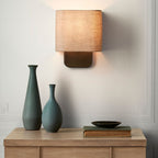 Wall Sconce Light for Bedroom – Soft Fabric Shade with Bronze Finish-Fabric Lamp-Unique Casa-Unique Casa