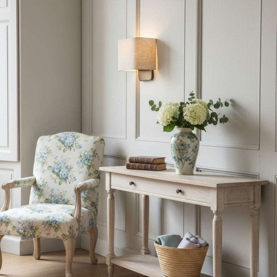 Wall Sconce Light for Bedroom – Soft Fabric Shade with Bronze Finish-Fabric Lamp-Unique Casa-Unique Casa