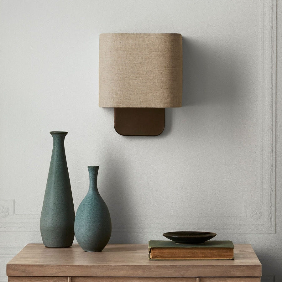Wall Sconce Light for Bedroom – Soft Fabric Shade with Bronze Finish-Fabric Lamp-Unique Casa-Unique Casa
