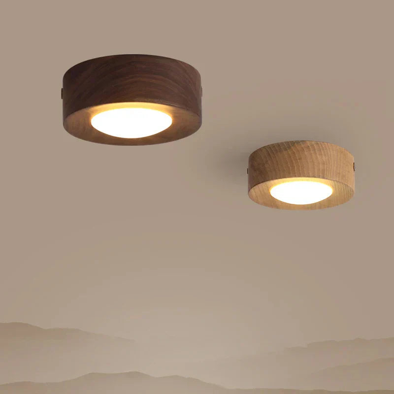Walnut LED Ceiling Light Fixture – Modern Wood Lamp for Elegant Home Decor 0