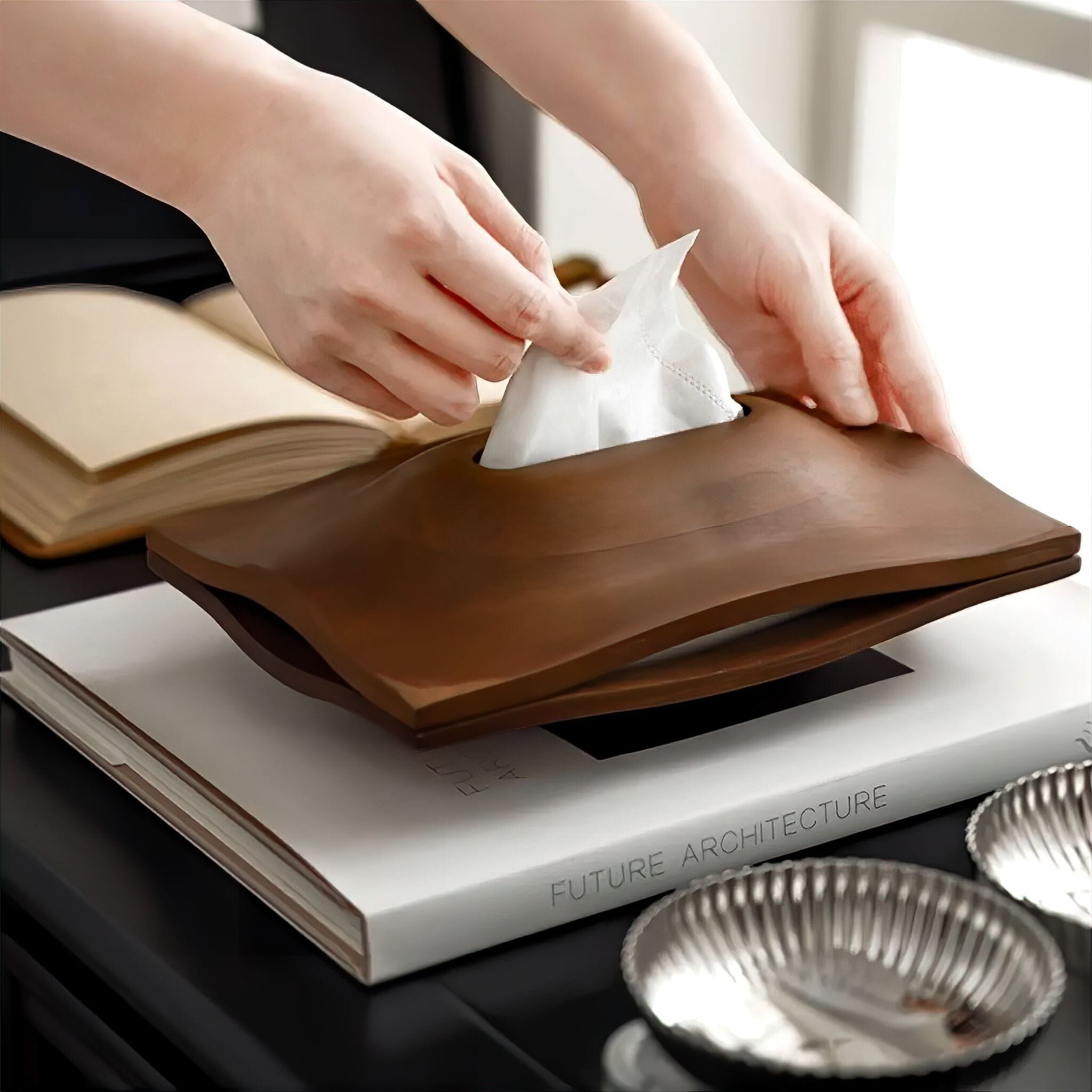 Walnut Tissue Box Cover – Elegant Holder for Home Decor and Office Use 1