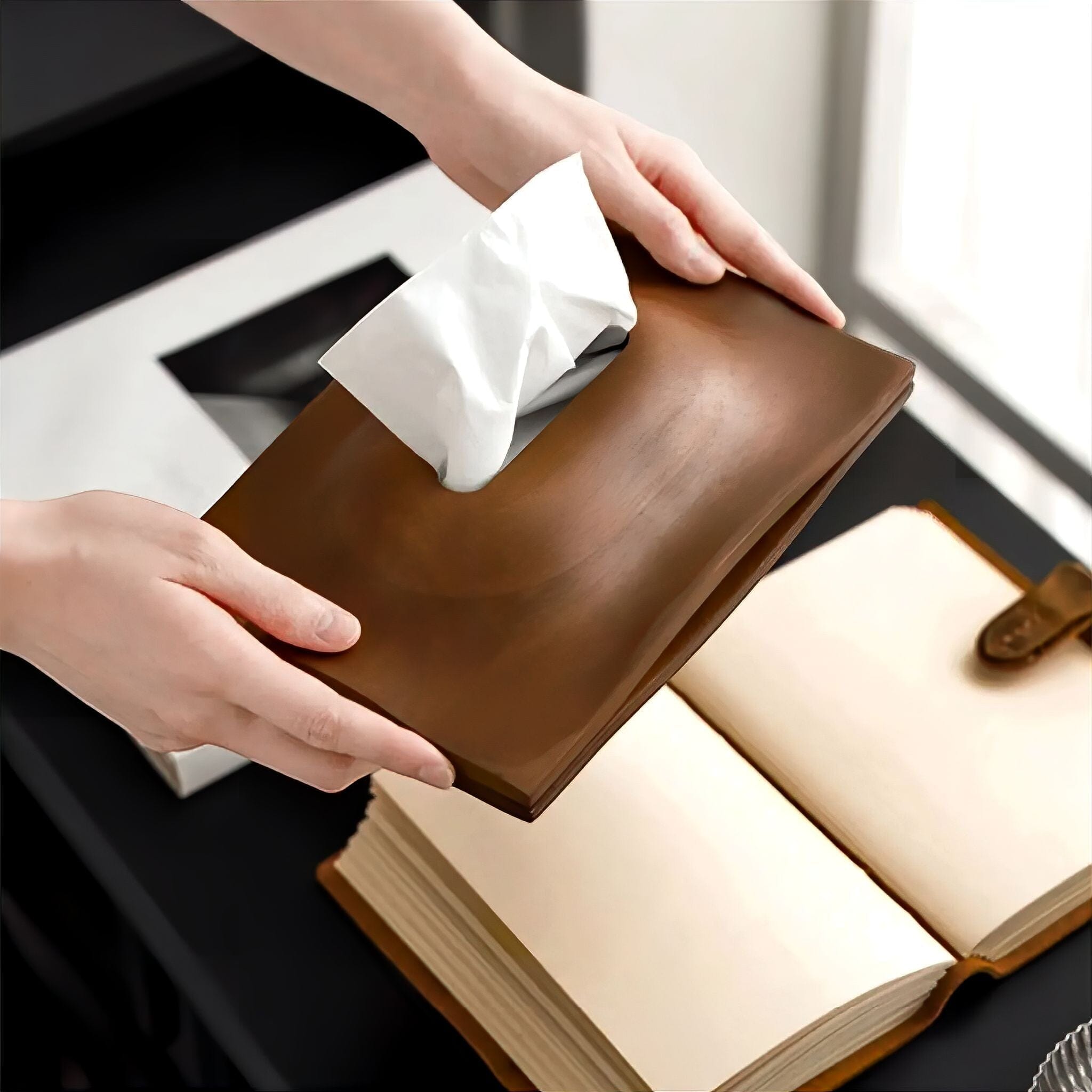 Walnut Tissue Box Cover – Elegant Holder for Home Decor and Office Use 3