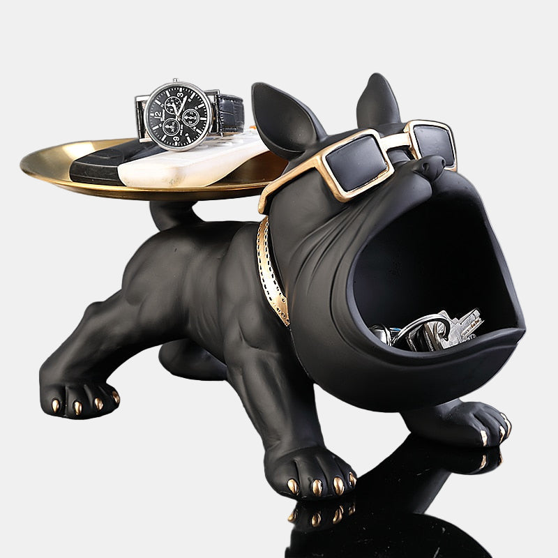 Whimsical Bulldog Storage Bin with Tray – Decorative Storage Container for Home 0
