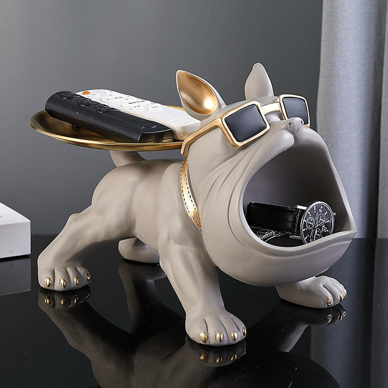 Whimsical Bulldog Storage Bin with Tray – Decorative Storage Container for Home 2
