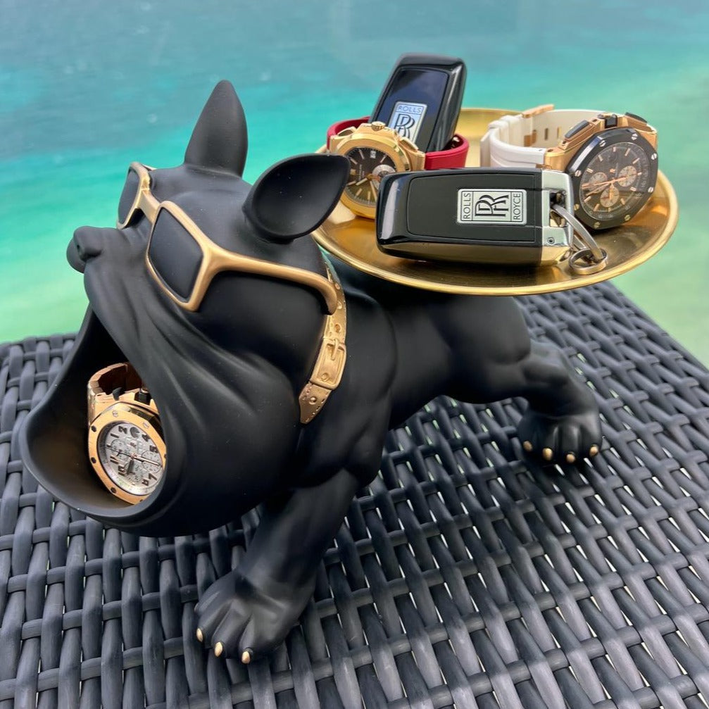 Whimsical Bulldog Storage Bin with Tray – Decorative Storage Container for Home 3