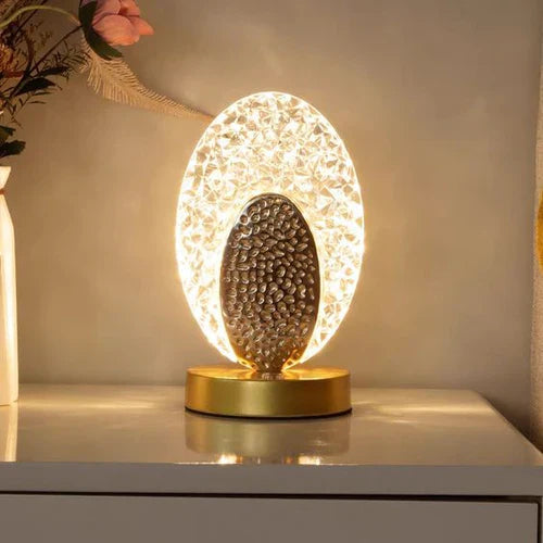 Wireless LED Table Lamp with Peacock Design - Dimmable Cordless Bedside Light 0