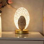 Wireless LED Table Lamp with Peacock Design - Dimmable Cordless Bedside Light 0