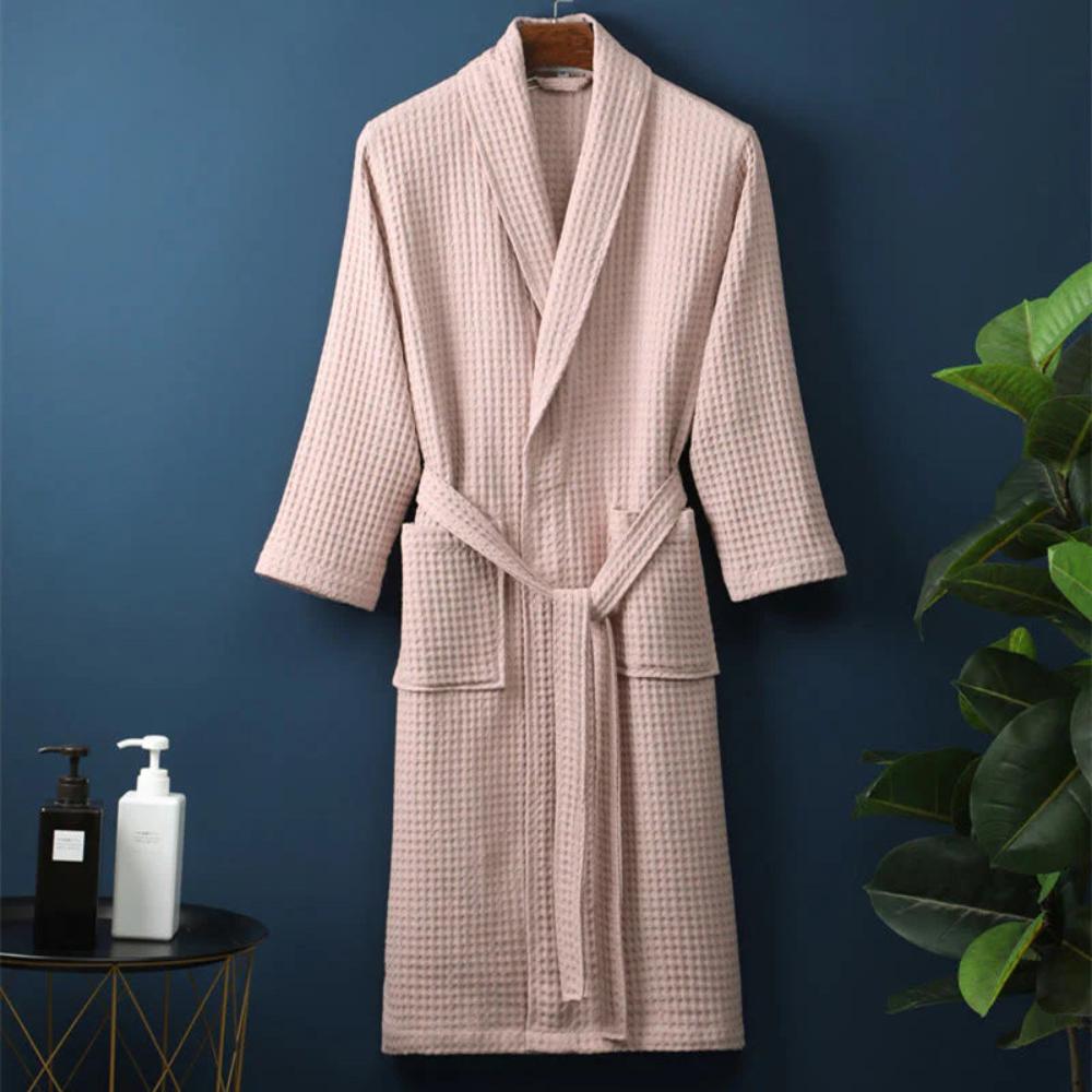 Womens Waffle V-Neck Bathrobe – Soft Cotton Dressing Gown for Relaxation 4
