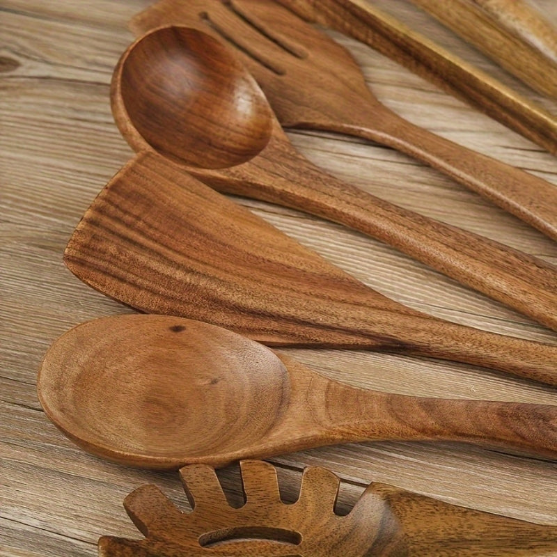 Wooden Kitchen Utensil Set – 7-Piece Eco-Friendly Cooking Tools for Home 3
