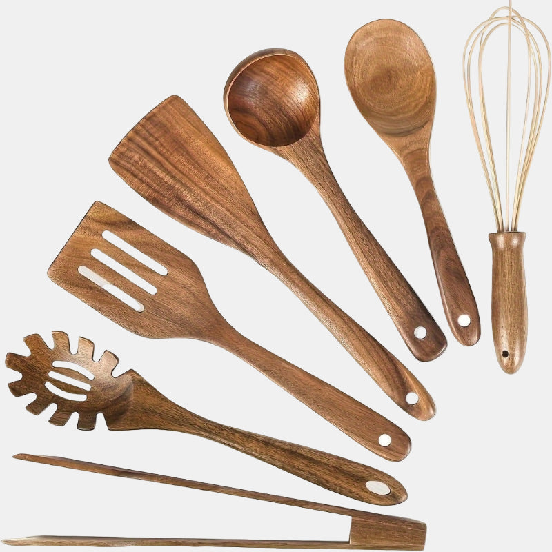 Wooden Kitchen Utensil Set – 7-Piece Eco-Friendly Cooking Tools for Home 7