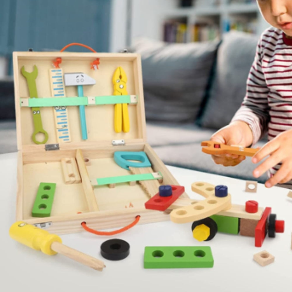 Wooden Toolbox Toy – 35-Piece Construction Set for Creative Learning-Kids Toys-Unique Casa-Unique Casa