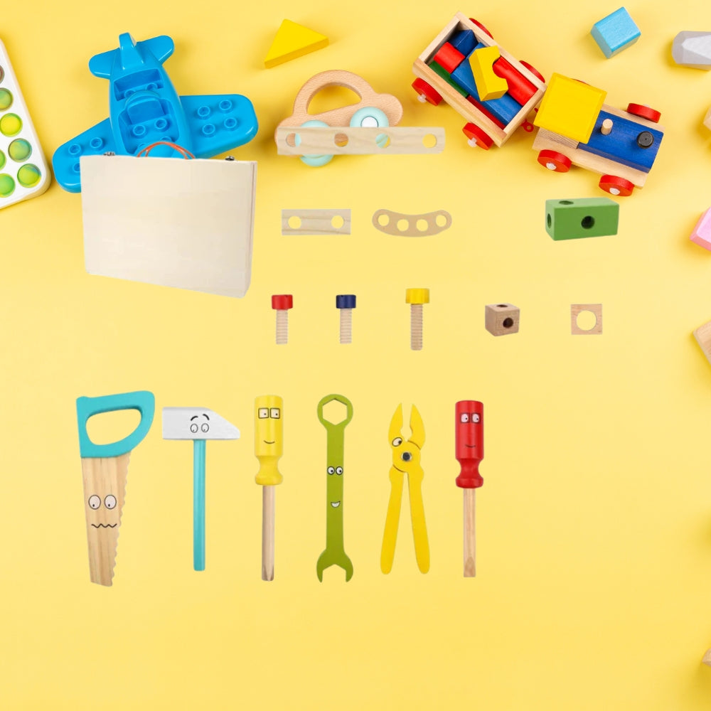 Wooden Toolbox Toy – 35-Piece Construction Set for Creative Learning-Kids Toys-Unique Casa-Unique Casa